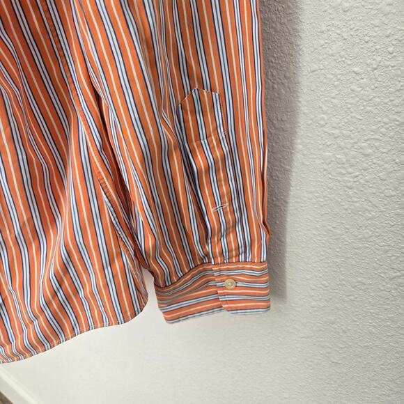 Ralph Lauren Men's Custom Fit Striped Button Down Orange, Blue, White Size L - Picture 5 of 6